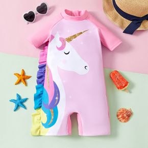 Toddler Girl Unicorn Pink Swimsuit